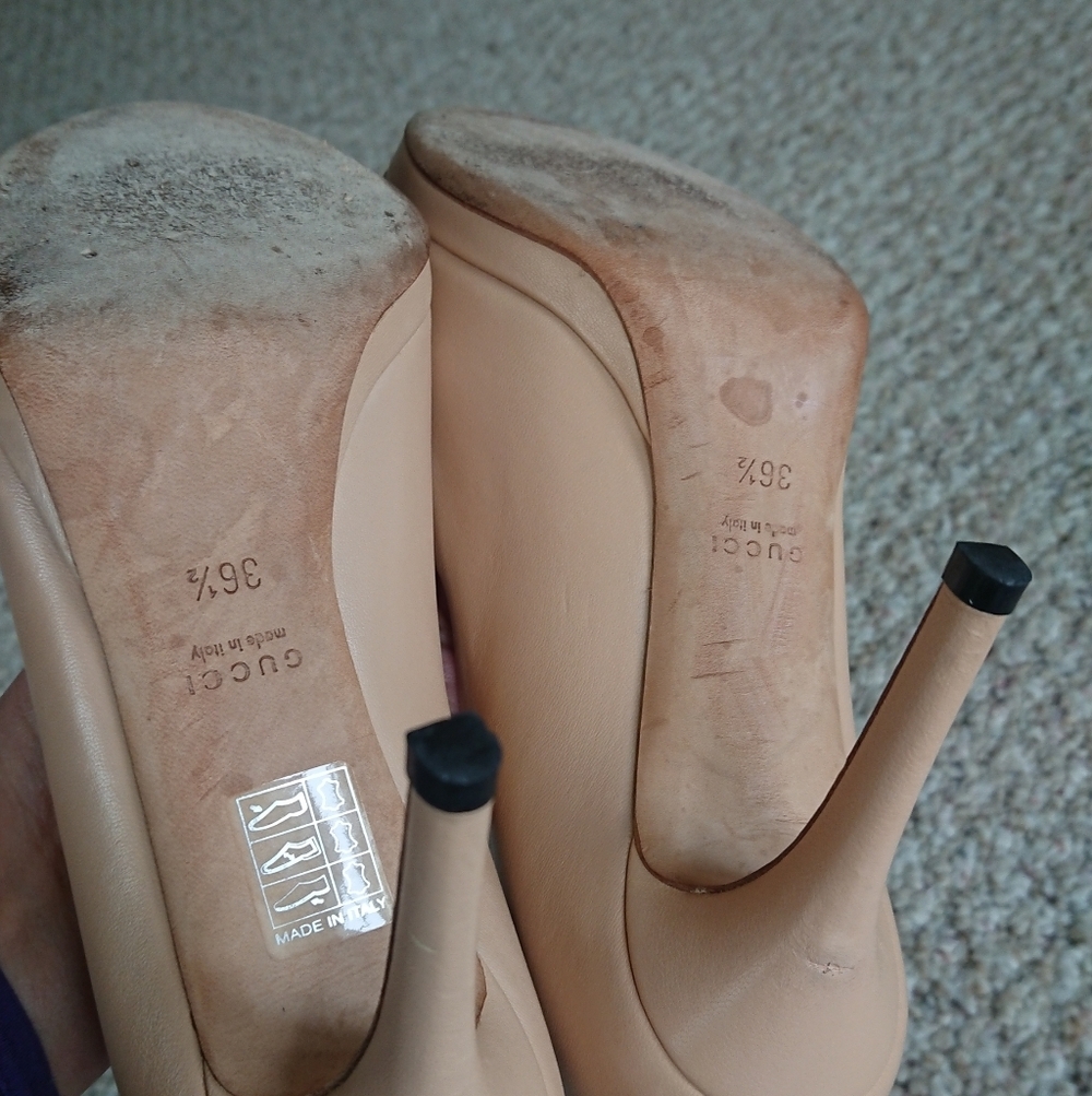 Gucci Nude/beige Peep-Toe Horsebit Pumps size 6.5 - Picture 15 of 15
